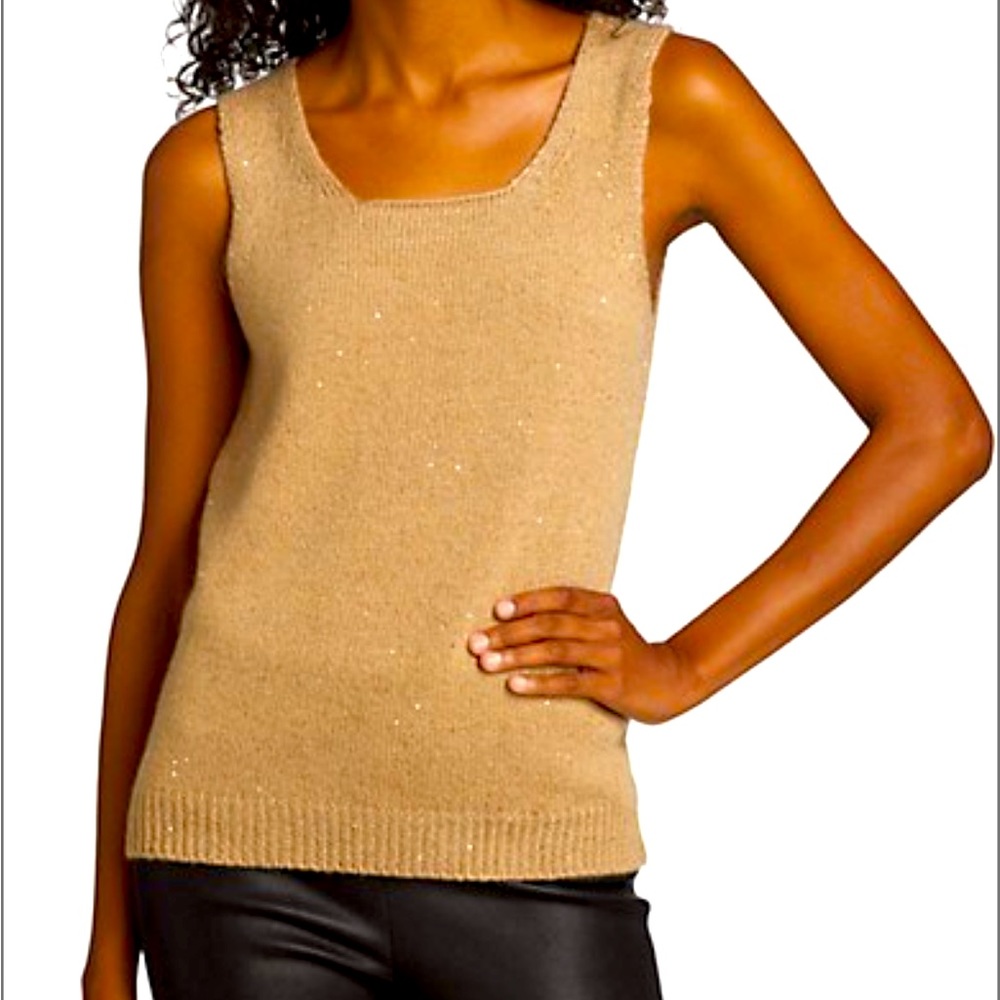 Saks Fifth Avenue COLLECTION Gold/Caramel Sequin Shell